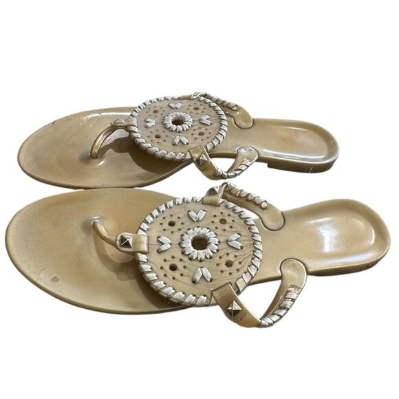 Jack Rogers Gold GEORGICA Jelly flip flop slip on Sandals size 10 - Picture 3 of 8